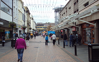 Pedestrianised shopping in Blackburn town centre Lancashire 02